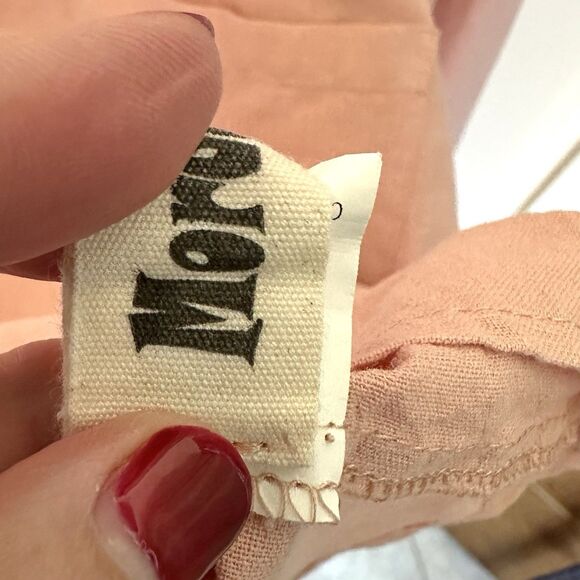 Mordenmiss Top Women’s Lg Long Sleeve Button Up Peach Linen Cotton - Picture 5 of 7